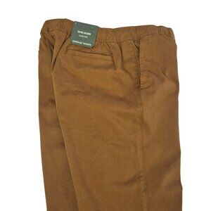 Mutual Weave Men's Chino Pants Relaxed Taper Size Large Brown Elastic Waist